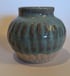 Hand thrown, stoneware pot with beautifully textured blue/green glaze Image 4