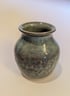 Hand thrown, stoneware pot/vase with textured green glaze Image 2