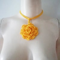 Image 1 of Women hand crochet rose knecklace (cotton, choose color)