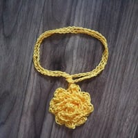 Image 2 of Women hand crochet rose knecklace (cotton, choose color)