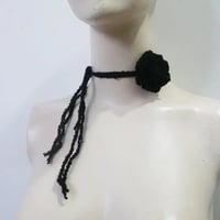 Image 3 of Women hand crochet rose choker (wool, black)