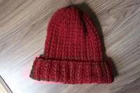 Image 2 of Unisex hand knit chunky ribbed beanies hat (acrylic, or recycled alpaca blend)