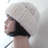 Image 2 of Unisex hand  knit chunky beanies hat ( recycled alpaca blend)  