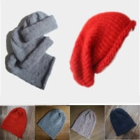 Image 4 of Unisex hand  knit slouchy beanies hat (recycled  mohair blend) 