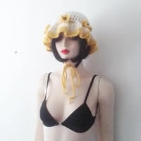 Image 1 of Women hand  crochet flower bucket hat (recycled  alpaca blend)