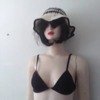Image 2 of Women hand crochet striped bucket hat bra set (recycled  yarn blend) 