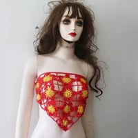 Image 1 of Women hand crochet flower bandana top 