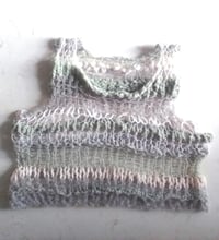 Image 2 of Women hand knit striped sheertop (recycled  wool, mohair, cotton blend)