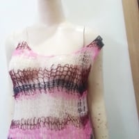 Image 3 of Women hand knit striped sheer maxi top (multi color, recycled wool, mohair, cotton blend)