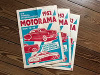 Image 1 of 1952 Motorama aged Linocut Print FREE SHIPPING