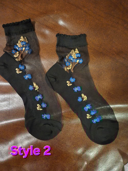 Image of Floral Sheer Socks