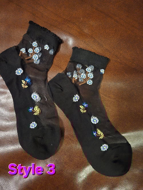 Image of Floral Sheer Socks