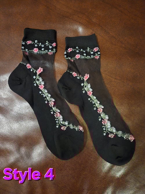 Image of Floral Sheer Socks