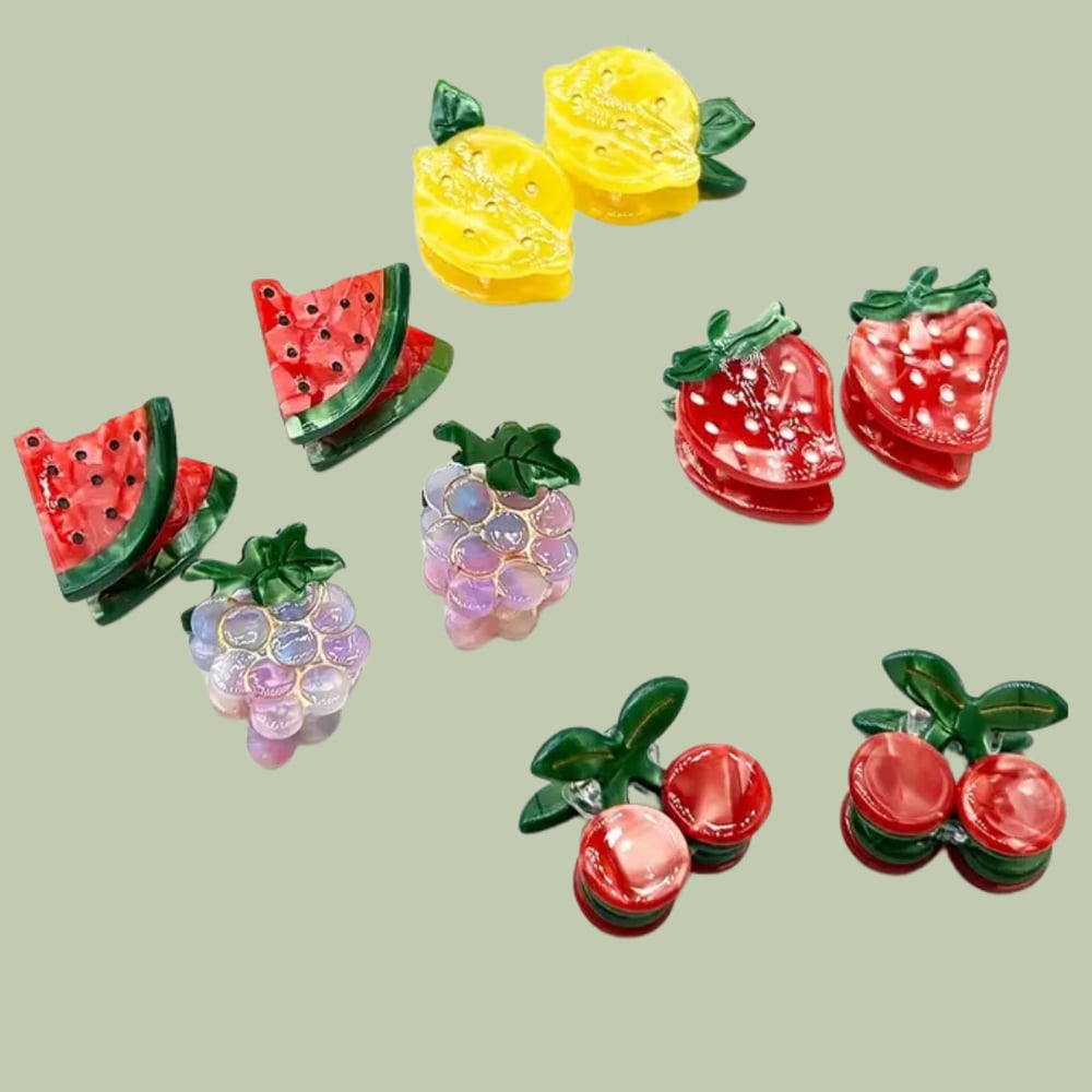 Image of Fruit hair clips 🍇🍓🍉🍋