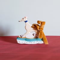 Image 1 of Hanging Whippet Ornament - Fawn with Copper base