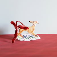 Image 1 of Hanging Whippet Ornament - Fawn with bows