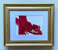 Image 4 of ORIGINAL RED & WHITE ENERGY TEXTURE Abstract Painting 5 X 7 Unframed with 8 x 10 Matting