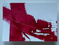 Image 1 of ORIGINAL RED & WHITE ENERGY TEXTURE Abstract Painting 5 X 7 Unframed with 8 x 10 Matting