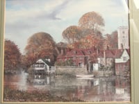 Image 2 of Vintage River Medway Aylesford Kent in Autumn by Nigel Hallard, Signed Ltd Edition, Framed 