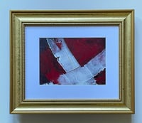 Image 4 of ORIGINAL RED & WHITE ENERGY 2 TEXTURE Abstract Painting 5 X 7 Unframed with 8 x 10 Matting