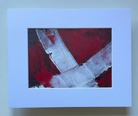 Image 2 of ORIGINAL RED & WHITE ENERGY 2 TEXTURE Abstract Painting 5 X 7 Unframed with 8 x 10 Matting