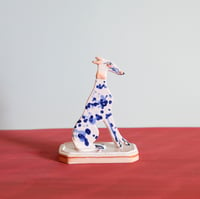 Image 1 of Miniature Whippet Ornament - Cobalt splatter