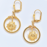 Image 1 of Gold Starburst Hoop Earrings