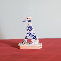 Image 2 of Miniature Whippet Ornament - Cobalt splattered