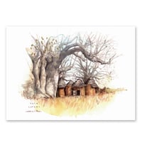 Image 1 of Original painting - "Sous le baobab" - Bénin - 30,5 x 50,5 cm