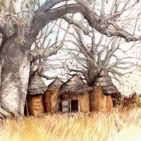 Image 2 of Original painting - "Sous le baobab" - Bénin - 30,5 x 50,5 cm