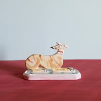 Image 2 of Miniature Whippet Ornament - brindle with stud collar