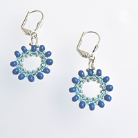 Image 3 of Blue Beaded Mini Hoop Earrings