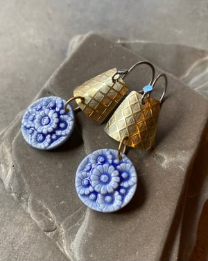 Image of Perfect Posies - Sterling, Brass & Porcelain Earrings