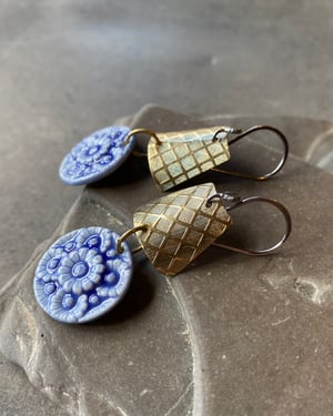 Image of Perfect Posies - Sterling, Brass & Porcelain Earrings