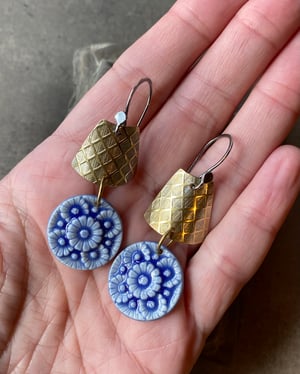 Image of Perfect Posies - Sterling, Brass & Porcelain Earrings