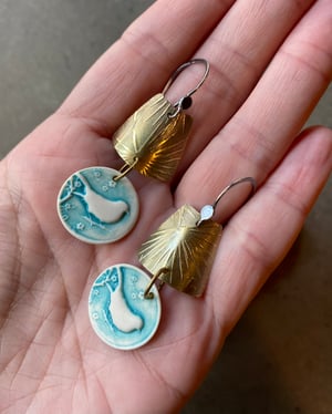 Image of Sweet Tweets - Sterling, Brass & Porcelain Earrings 