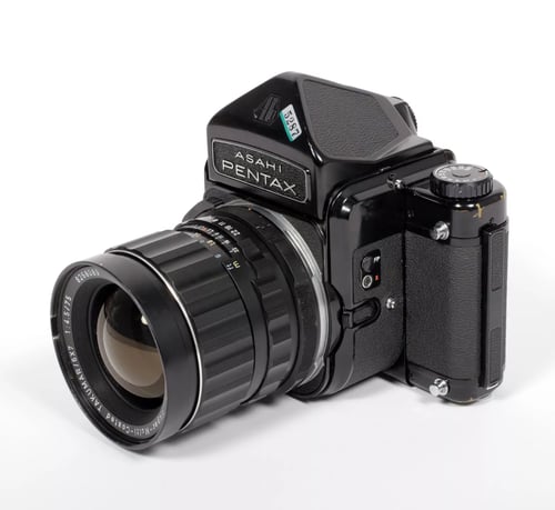 Image of Pentax 6X7 MLU camera with prism and SMC 75mm F4.5 lens #5287