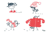 Image 1 of Birds in Coats holiday postcards