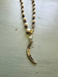 Image 1 of baroque pearl necklace with sapphire herkimer diamond and opal accents