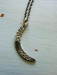 Image 1 of sterling silver crescent moon necklace with happy inscription