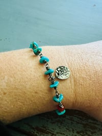 Image 2 of turquoise and sterling silver charm bracelet