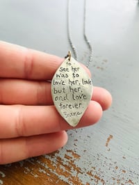 Image 2 of sterling silver and lapis medallion necklace with Robert Burns quote