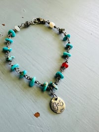 Image 4 of turquoise and sterling silver charm bracelet