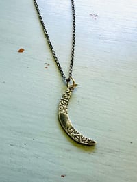 Image 4 of sterling silver crescent moon necklace with happy inscription