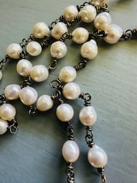 Image 5 of baroque pearl necklace with sapphire herkimer diamond and opal accents