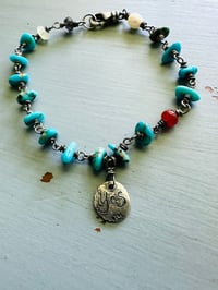 Image 5 of turquoise and sterling silver charm bracelet