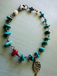 Image 7 of turquoise and sterling silver charm bracelet