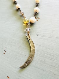 Image 7 of baroque pearl necklace with sapphire herkimer diamond and opal accents