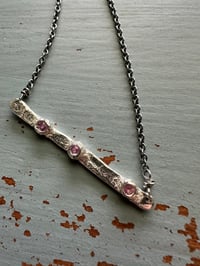 Image 1 of sterling silver and pink sapphire bar necklace