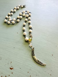 Image 8 of baroque pearl necklace with sapphire herkimer diamond and opal accents